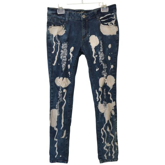 Southpole Jeans Company Size 9, Bleached, Ripped Distressed Skinny Jeans Studded - Picture 1 of 4